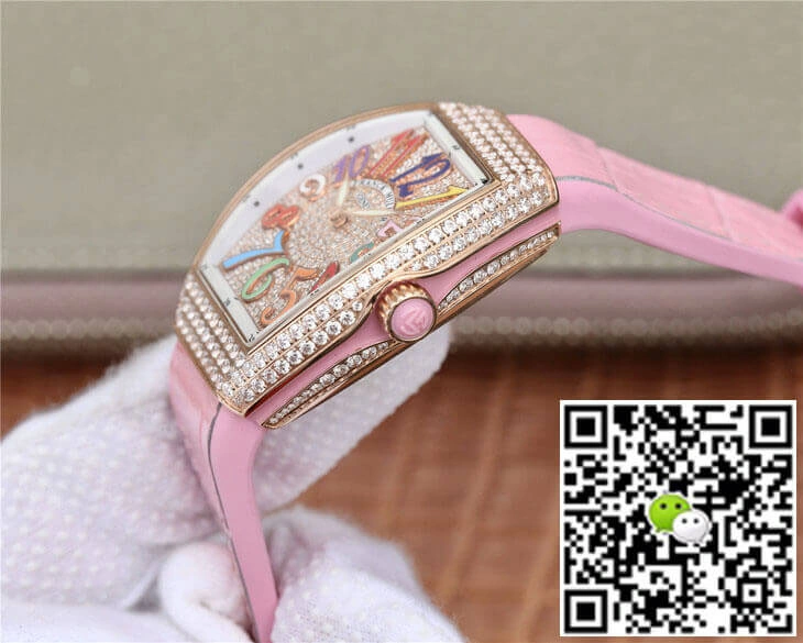 Franck Muller Vanguard Ladies ABF Factory 1:1 Best Edition Replica Watch Pink Strap