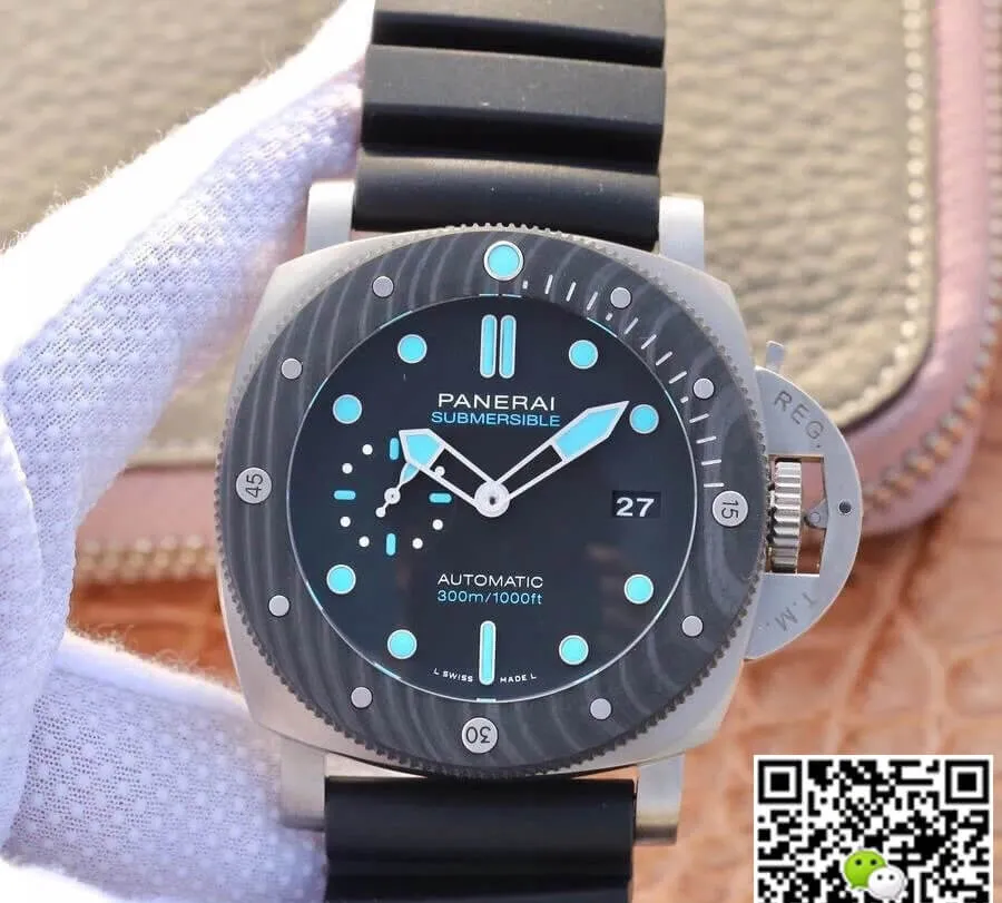 Panerai Submersible PAM00799 VS Factory 1:1 Best Edition Replica Watch Black Strap