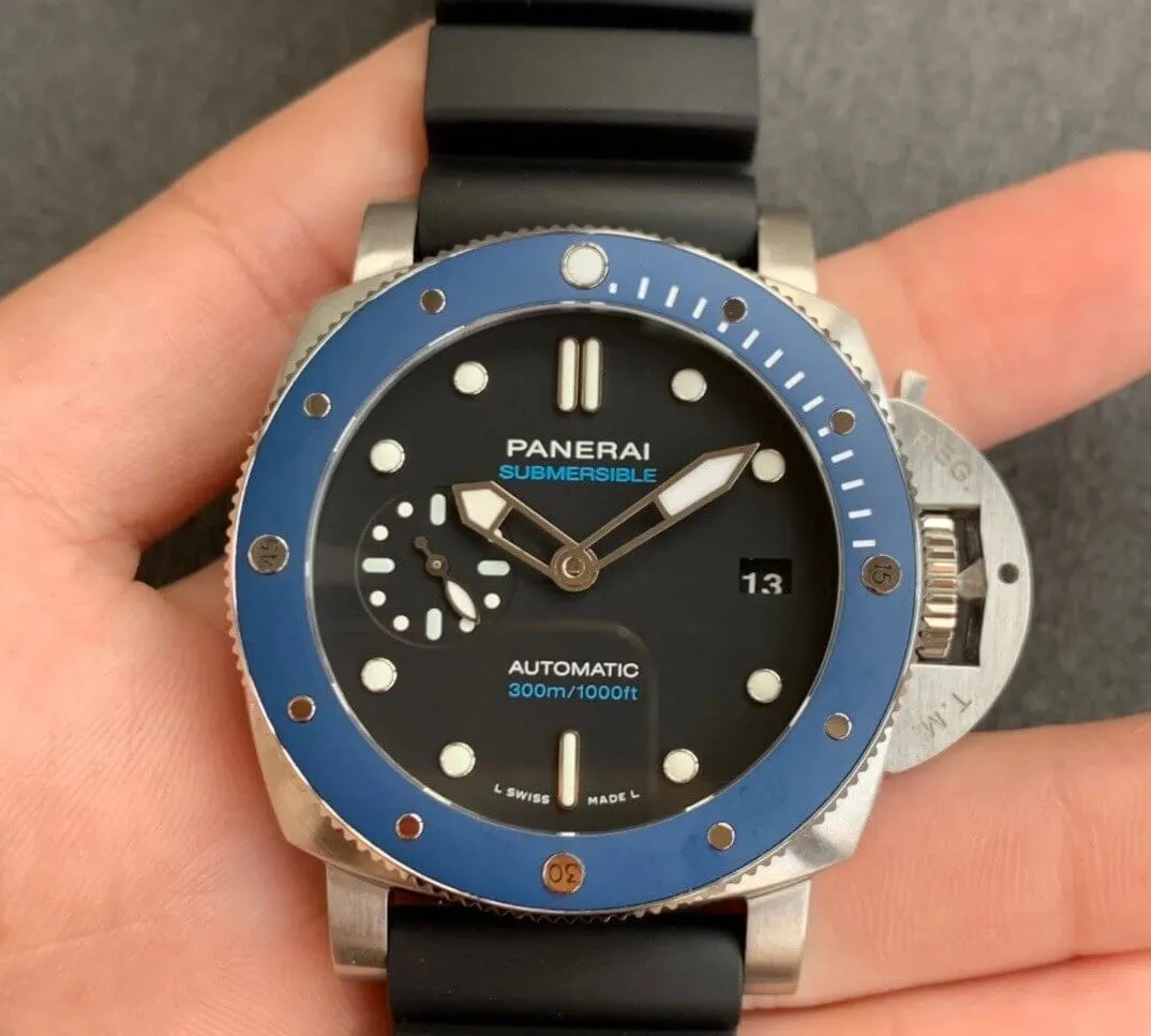 Panerai Submersible PAM01209 VS Factory 1:1 Best Edition Replica Watch Black Strap