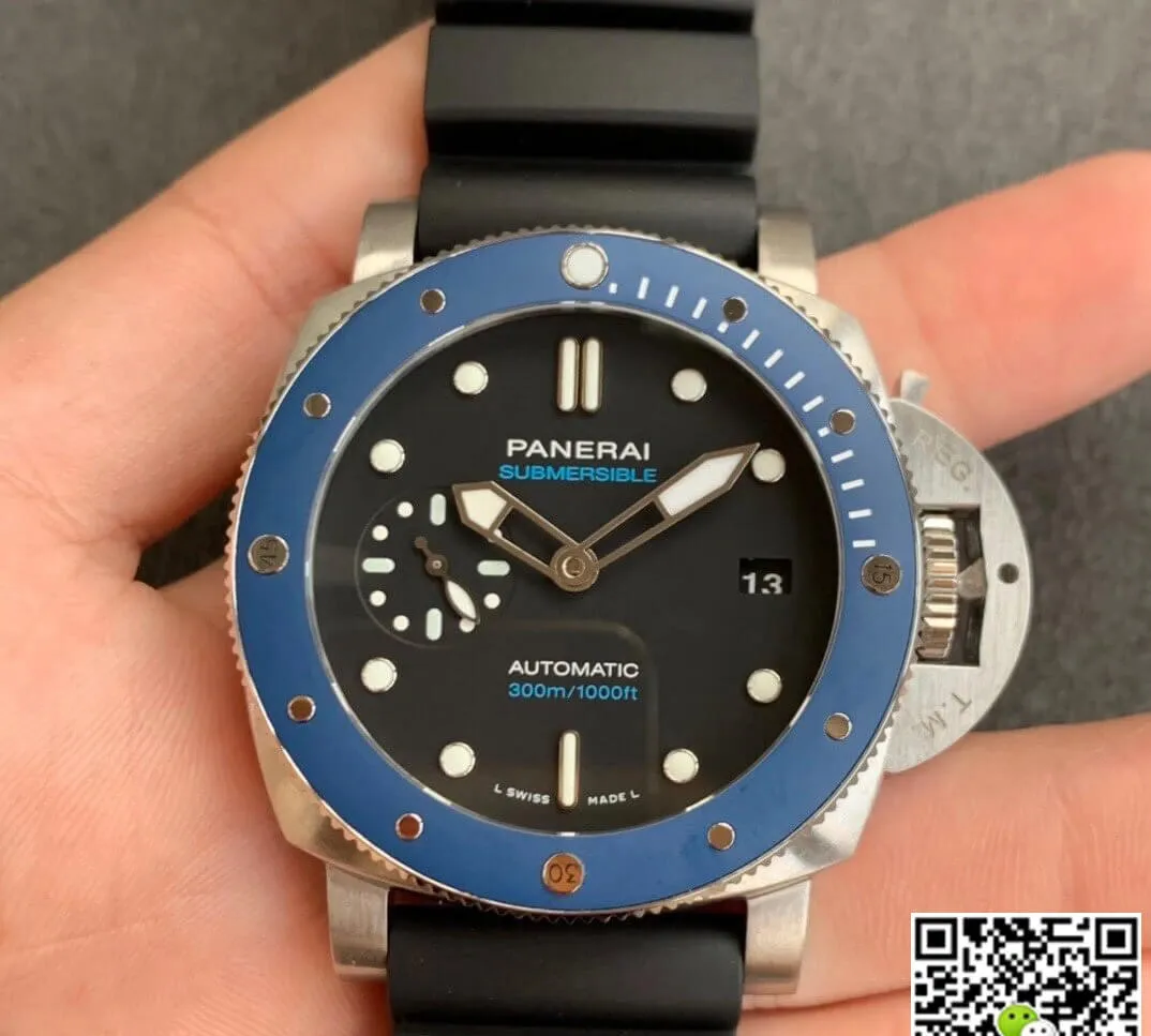 Panerai Submersible PAM01209 VS Factory 1:1 Best Edition Replica Watch Black Strap