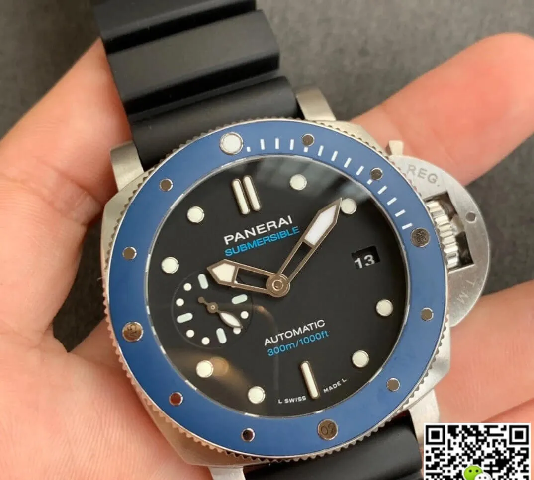 Panerai Submersible PAM01209 VS Factory 1:1 Best Edition Replica Watch Black Strap