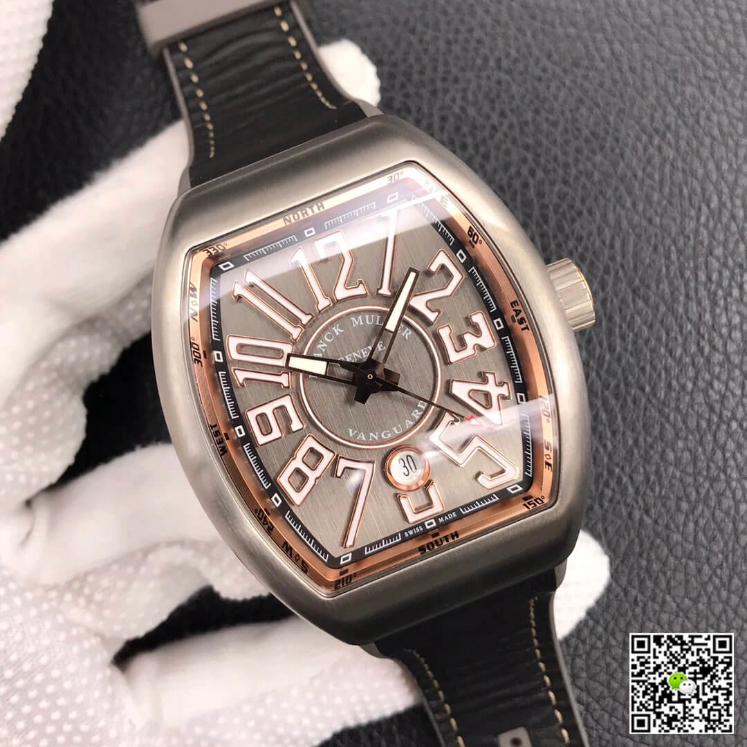 Franck Muller Vanguard V 45 SC DT TT BR 5N ZF Factory 1:1 Best Edition Replica Watch Black Strap