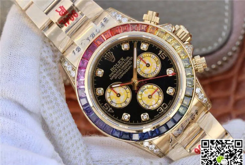 Rolex Daytona Cosmograph 116598RBOW BL Factory 1:1 Best Edition Replica Watch Swiss ETA4130 Black Dial
