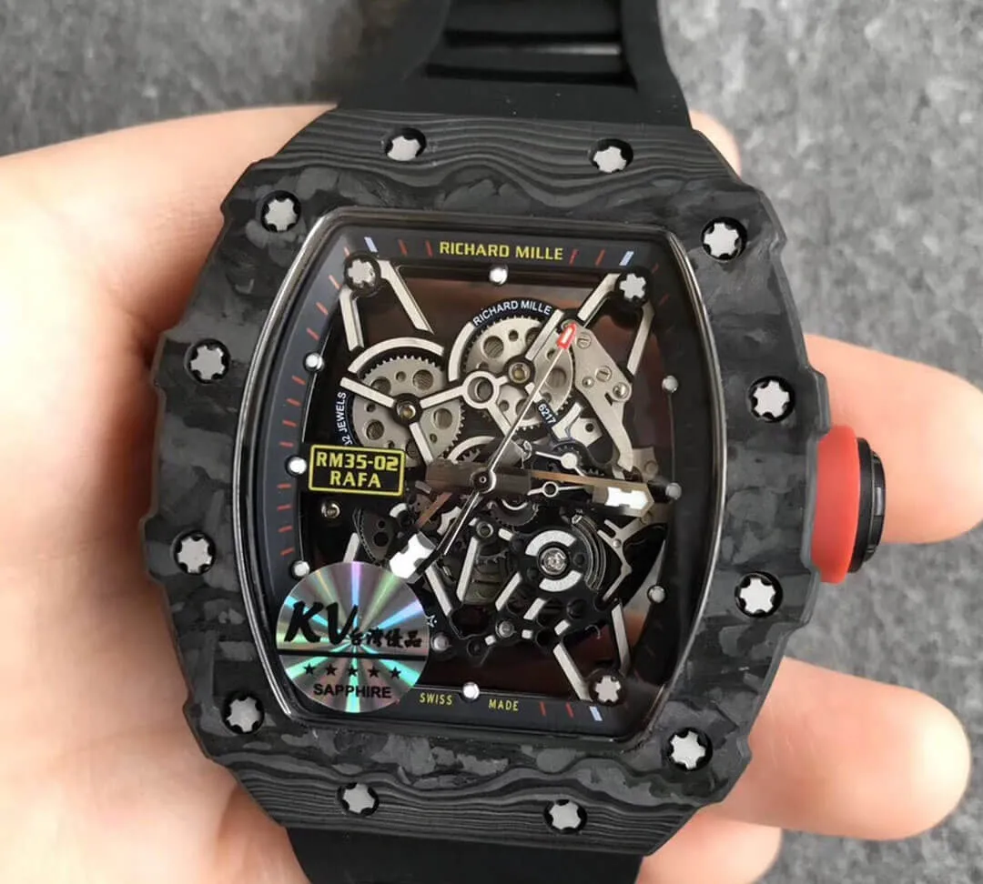 Richard Mille RM35-02 KV Factory 1:1 Best Edition Replica Watch V3 Black Carbon Fiber