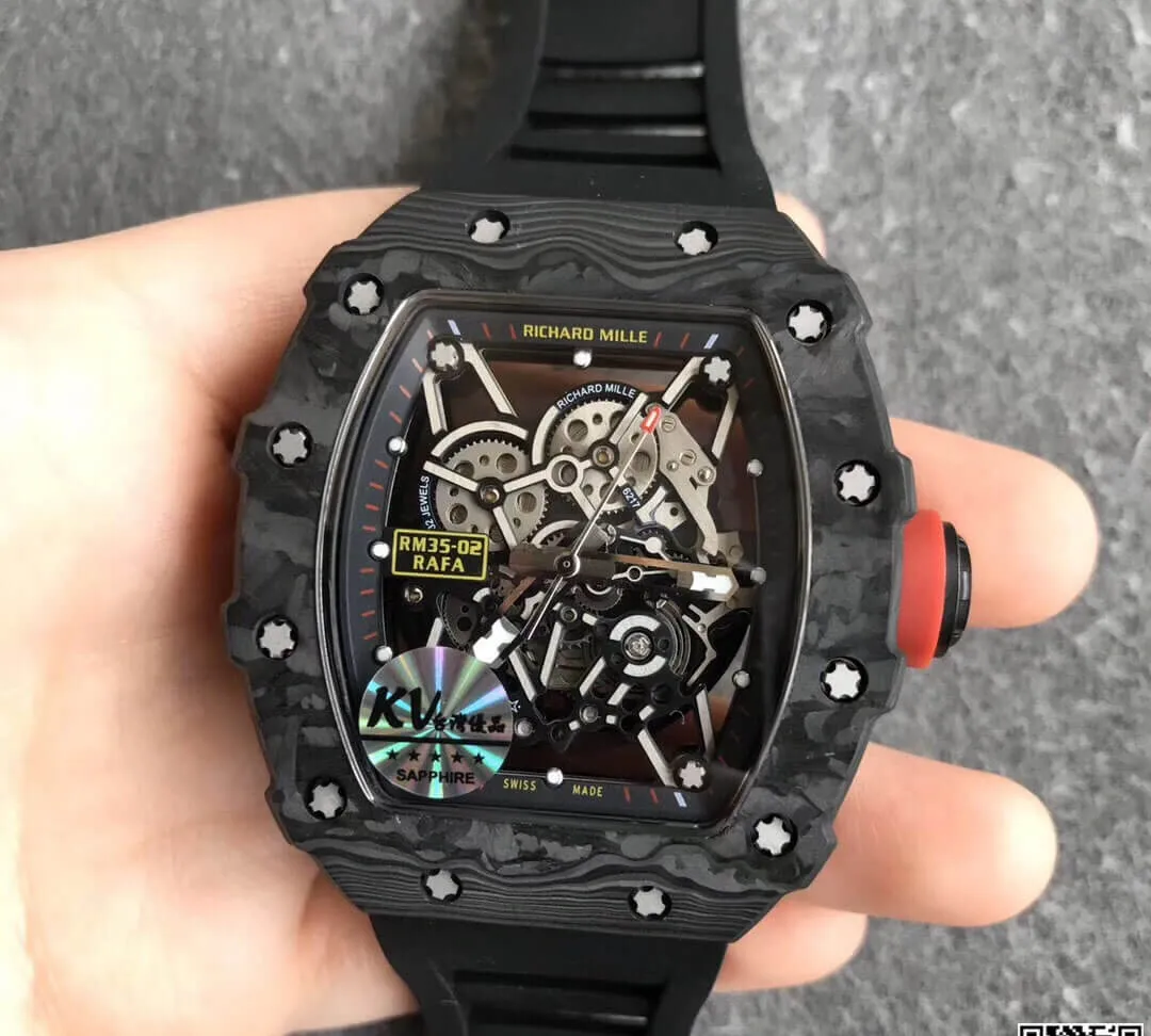 Richard Mille RM35-02 KV Factory 1:1 Best Edition Replica Watch V3 Black Carbon Fiber