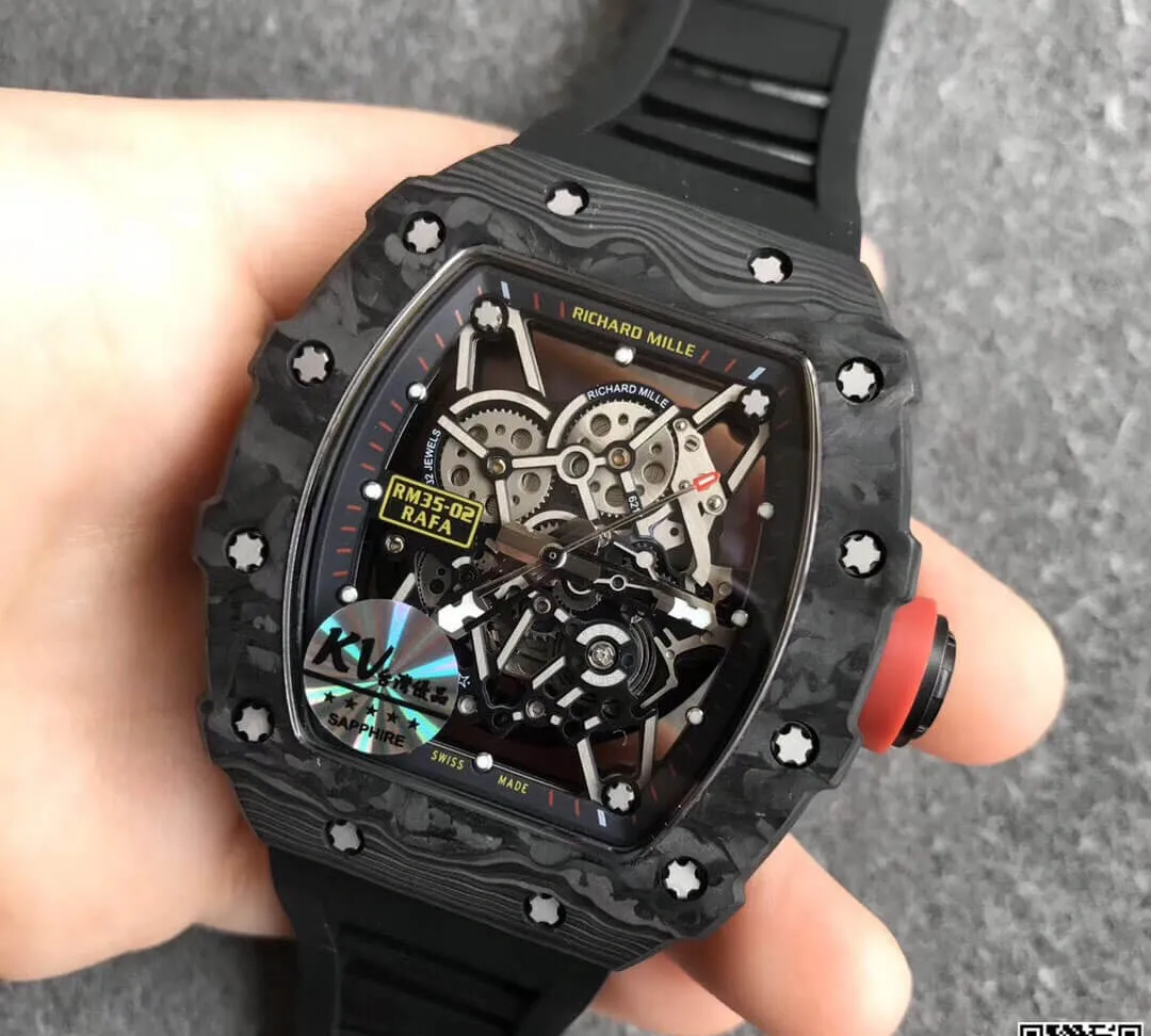 Richard Mille RM35-02 KV Factory 1:1 Best Edition Replica Watch V3 Black Carbon Fiber