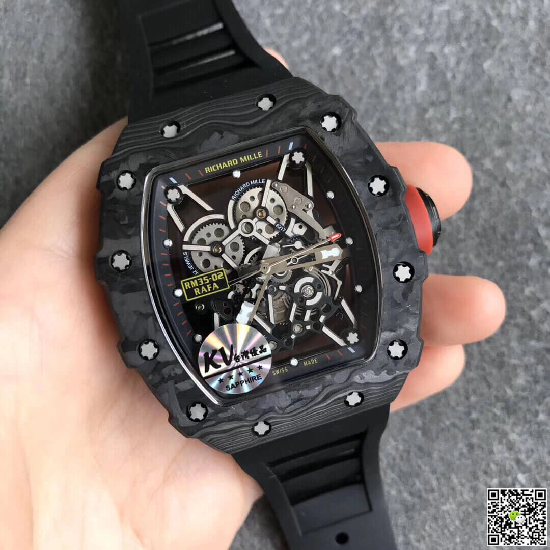 Richard Mille RM35-02 KV Factory 1:1 Best Edition Replica Watch V3 Black Carbon Fiber
