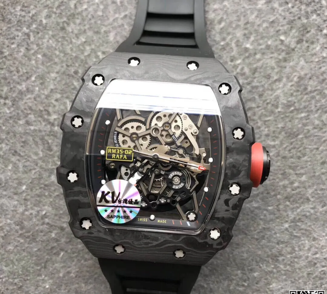 Richard Mille RM35-02 KV Factory 1:1 Best Edition Replica Watch V3 Black Carbon Fiber