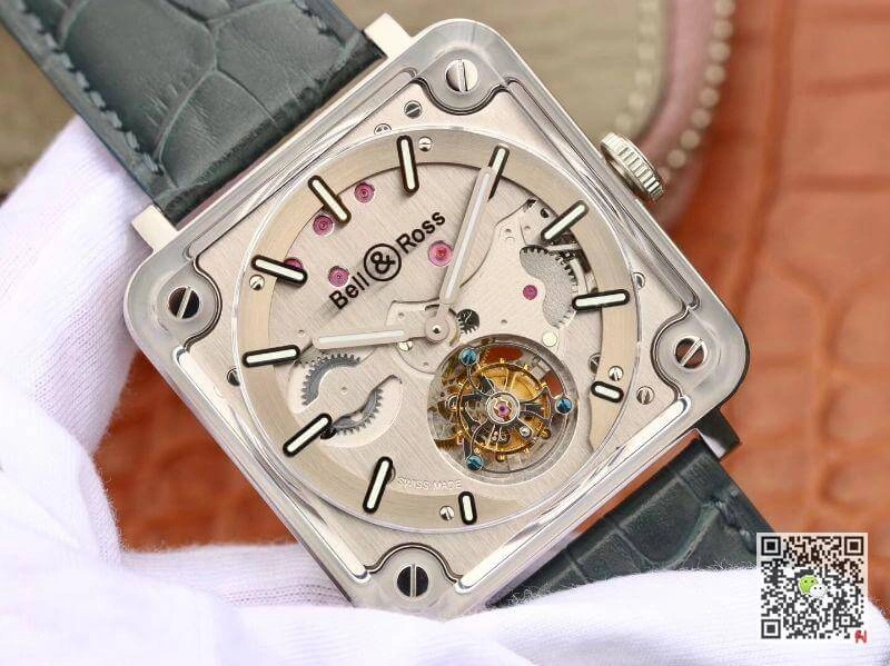 Bell & Ross BR-X2 Tourbillon 1:1 Best Edition Replica Watch Men Watches Steel Dial Swiss ETA380 Tourbillon Movement Leather Watch Strap