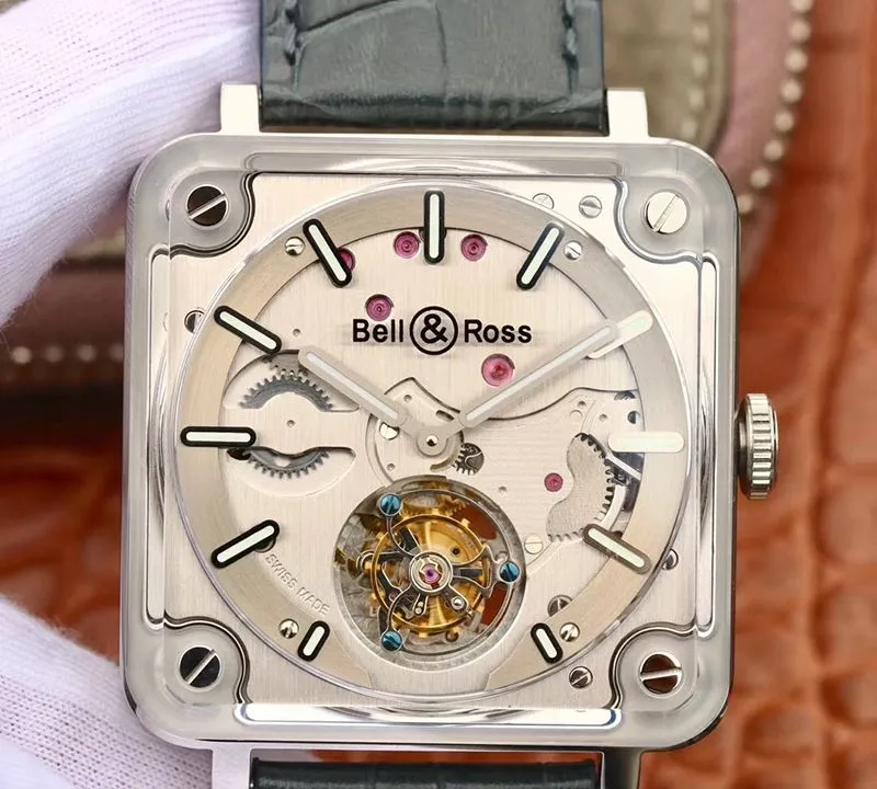 Bell & Ross BR-X2 Tourbillon 1:1 Best Edition Replica Watch Men Watches Steel Dial Swiss ETA380 Tourbillon Movement Leather Watch Strap