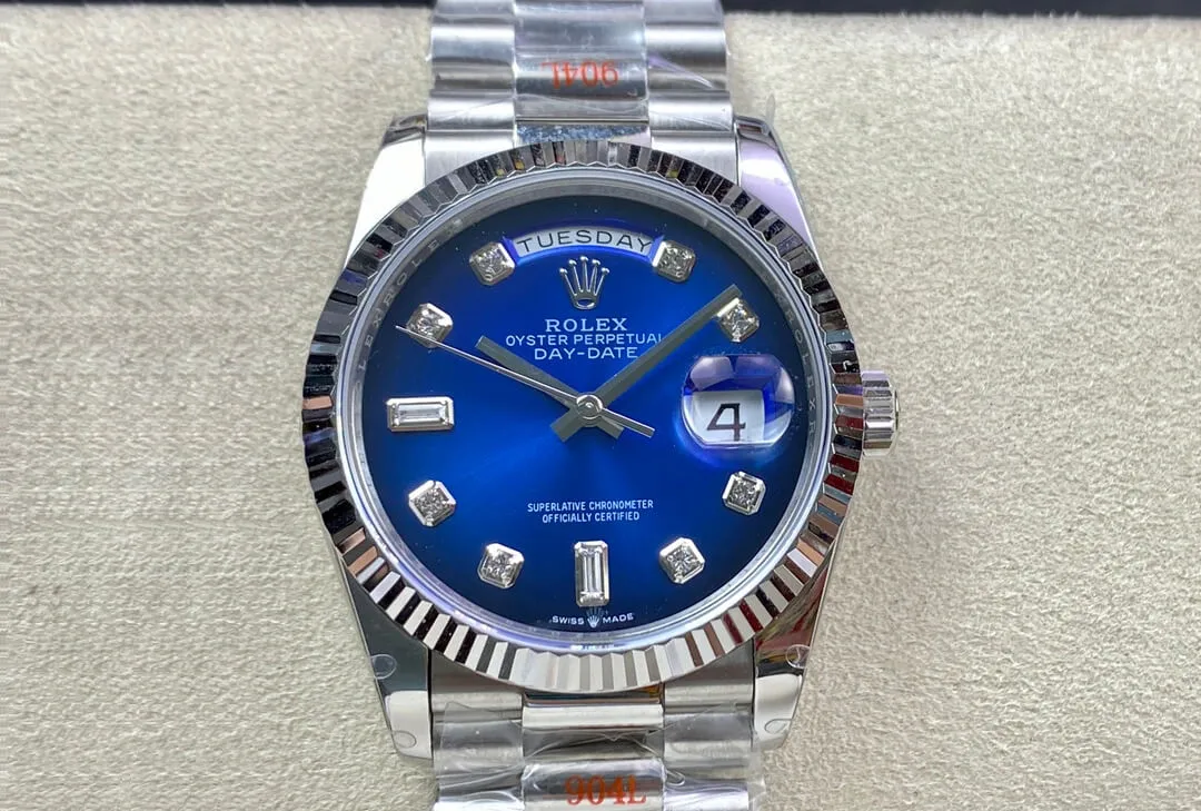 Rolex Day Date M128239-0023 36MM GM Factory 1:1 Best Edition Replica Watch Blue Diamond Dial