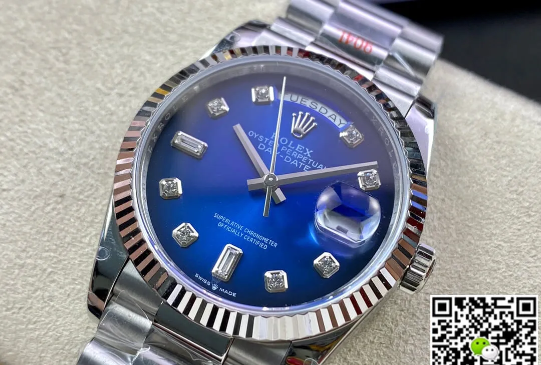 Rolex Day Date M128239-0023 36MM GM Factory 1:1 Best Edition Replica Watch Blue Diamond Dial