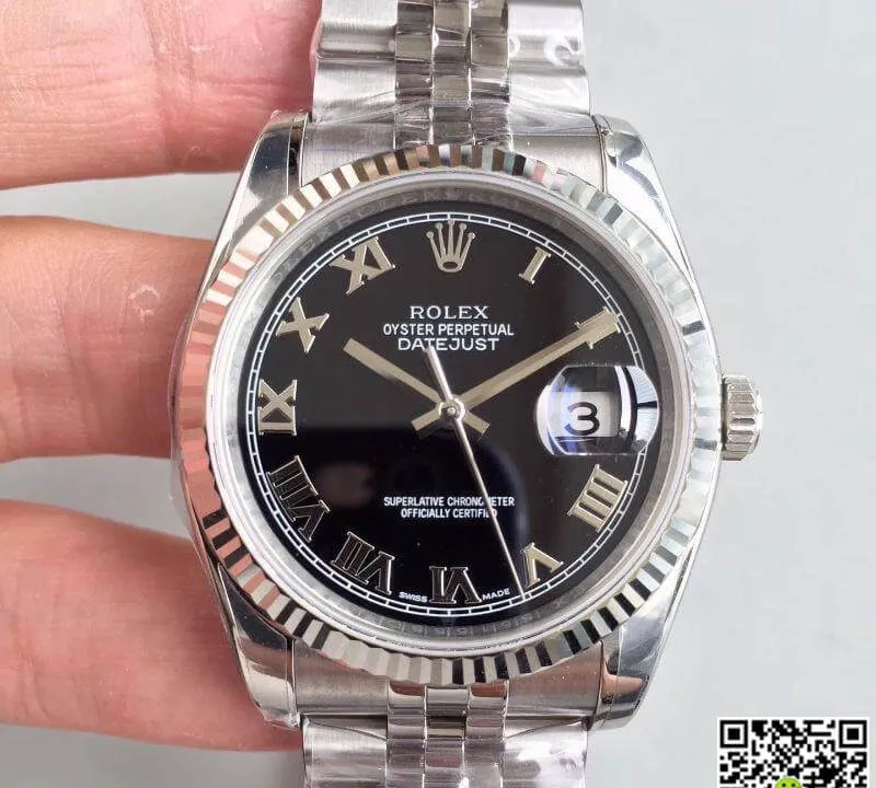 Rolex Datejust 116334 EW Factory 1:1 Best Edition Replica Watch Swiss ETA2836 Black Dial
