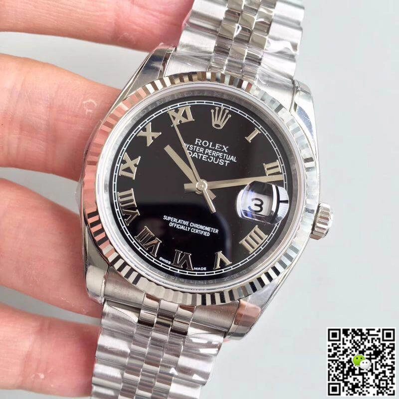 Rolex Datejust 116334 EW Factory 1:1 Best Edition Replica Watch Swiss ETA2836 Black Dial