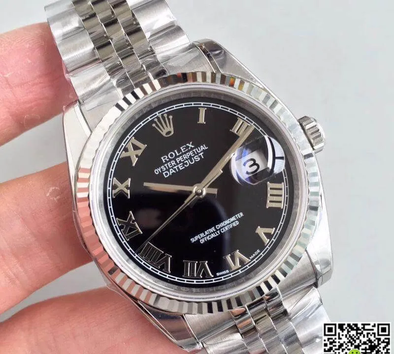 Rolex Datejust 116334 EW Factory 1:1 Best Edition Replica Watch Swiss ETA2836 Black Dial