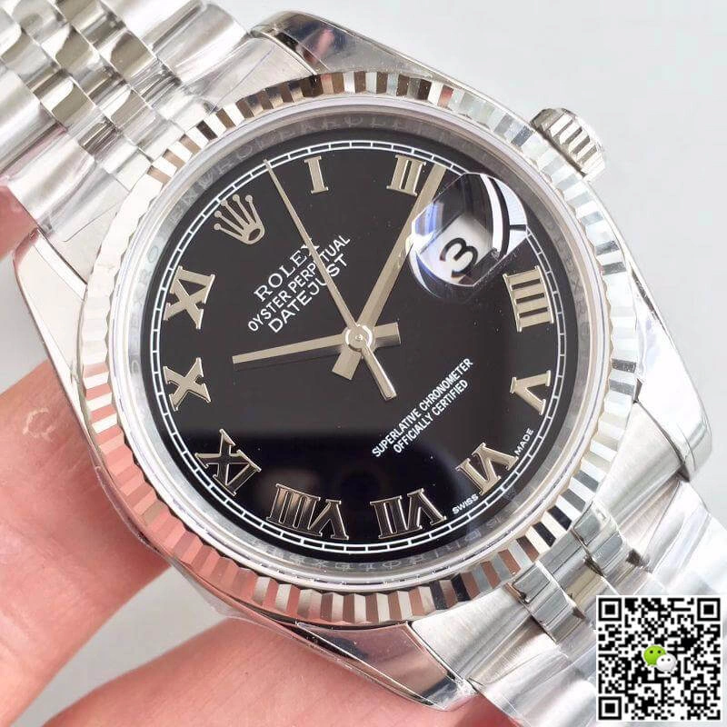 Rolex Datejust 116334 EW Factory 1:1 Best Edition Replica Watch Swiss ETA2836 Black Dial