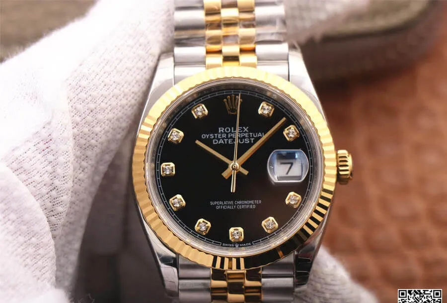 Rolex Datejust M126233-0021 EW Factory 1:1 Best Edition Replica Watch Black Diamond Dial
