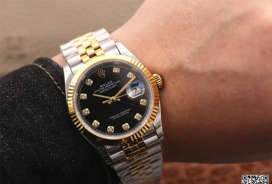 Rolex Datejust M126233-0021 EW Factory 1:1 Best Edition Replica Watch Black Diamond Dial