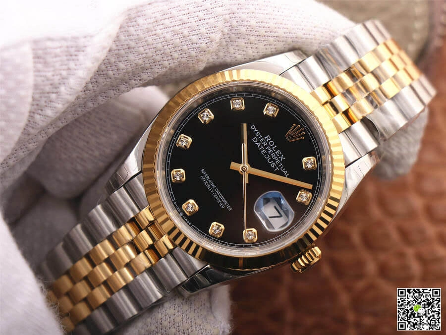 Rolex Datejust M126233-0021 EW Factory 1:1 Best Edition Replica Watch Black Diamond Dial