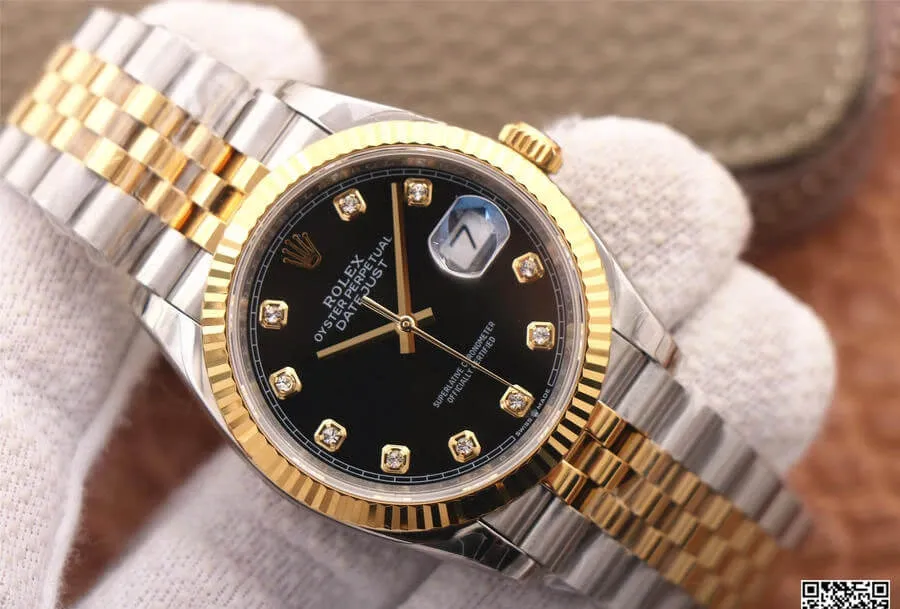 Rolex Datejust M126233-0021 EW Factory 1:1 Best Edition Replica Watch Black Diamond Dial