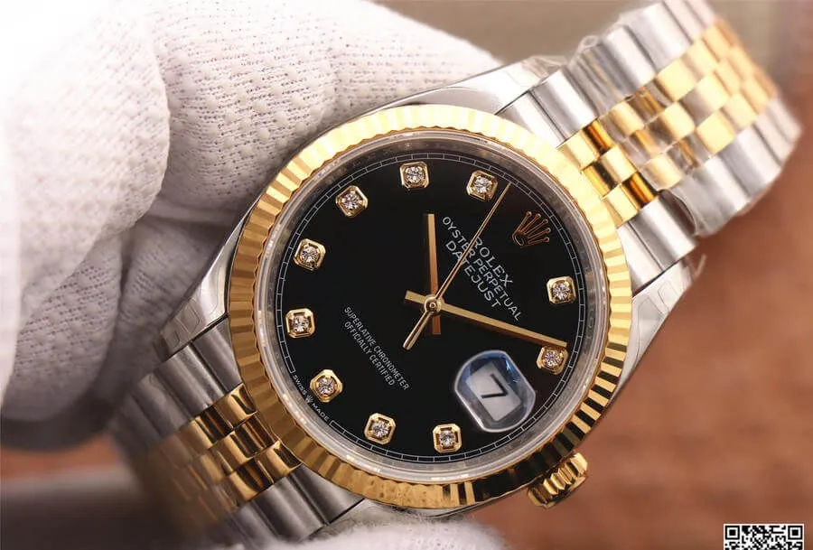 Rolex Datejust M126233-0021 EW Factory 1:1 Best Edition Replica Watch Black Diamond Dial