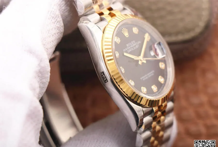 Rolex Datejust M126233-0021 EW Factory 1:1 Best Edition Replica Watch Black Diamond Dial