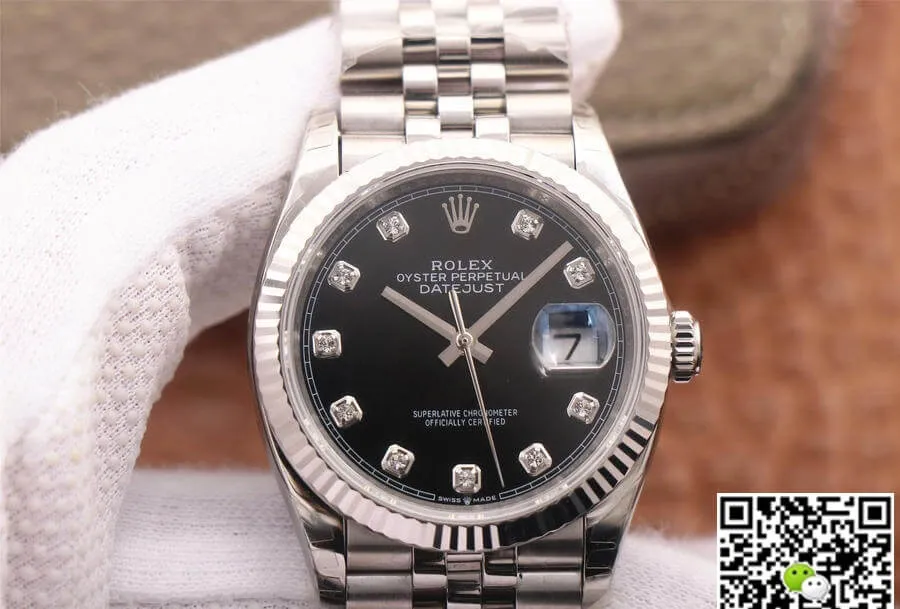 Rolex Datejust M126234-0027 EW Factory 1:1 Best Edition Replica Watch Black Diamond Dial