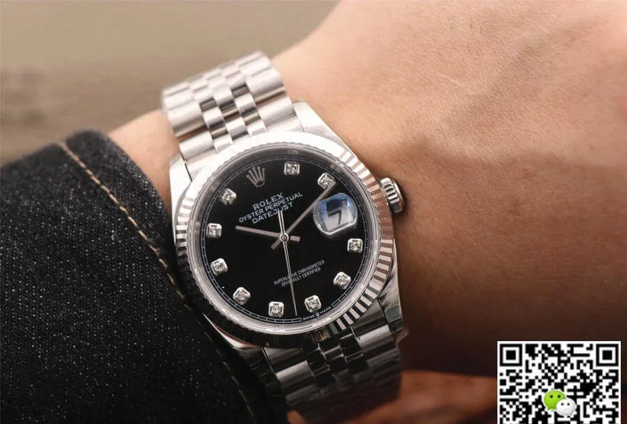 Rolex Datejust M126234-0027 EW Factory 1:1 Best Edition Replica Watch Black Diamond Dial