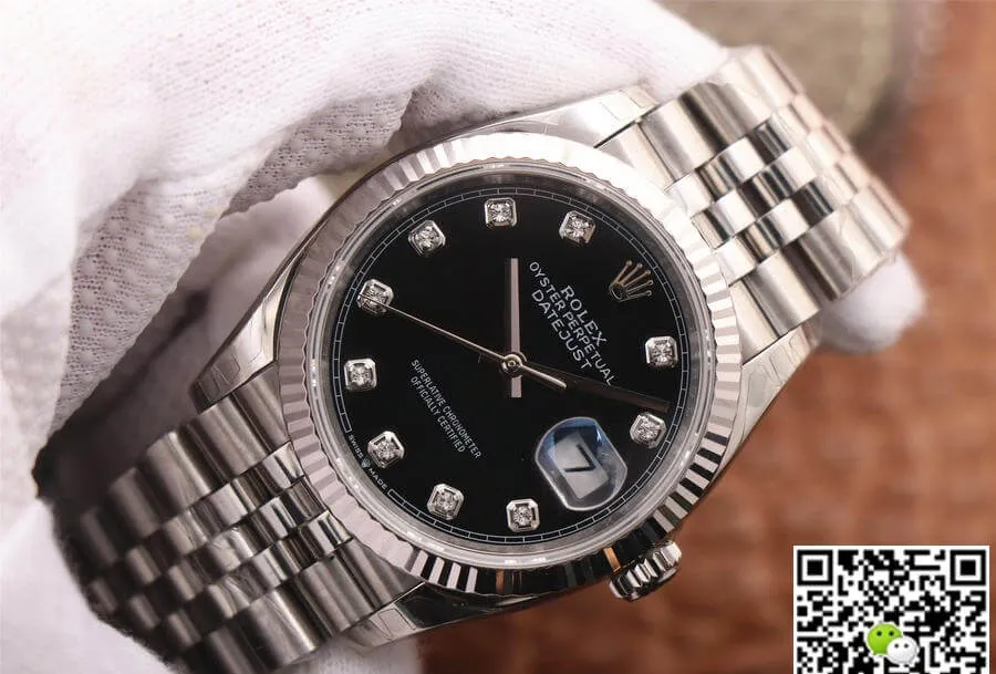 Rolex Datejust M126234-0027 EW Factory 1:1 Best Edition Replica Watch Black Diamond Dial