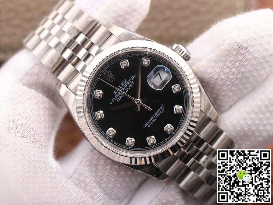 Rolex Datejust M126234-0027 EW Factory 1:1 Best Edition Replica Watch Black Diamond Dial