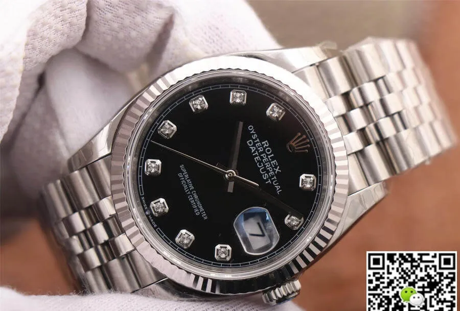 Rolex Datejust M126234-0027 EW Factory 1:1 Best Edition Replica Watch Black Diamond Dial