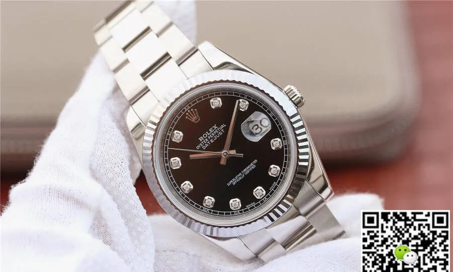 Rolex Datejust M126334-0011 EW Factory 1:1 Best Edition Replica Watch Black Diamond Dial