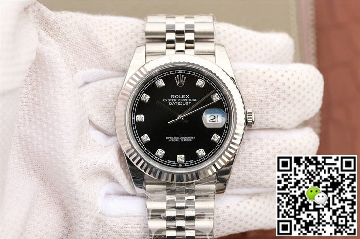 Rolex Datejust M126334-0012 EW Factory 1:1 Best Edition Replica Watch Black Diamond Dial