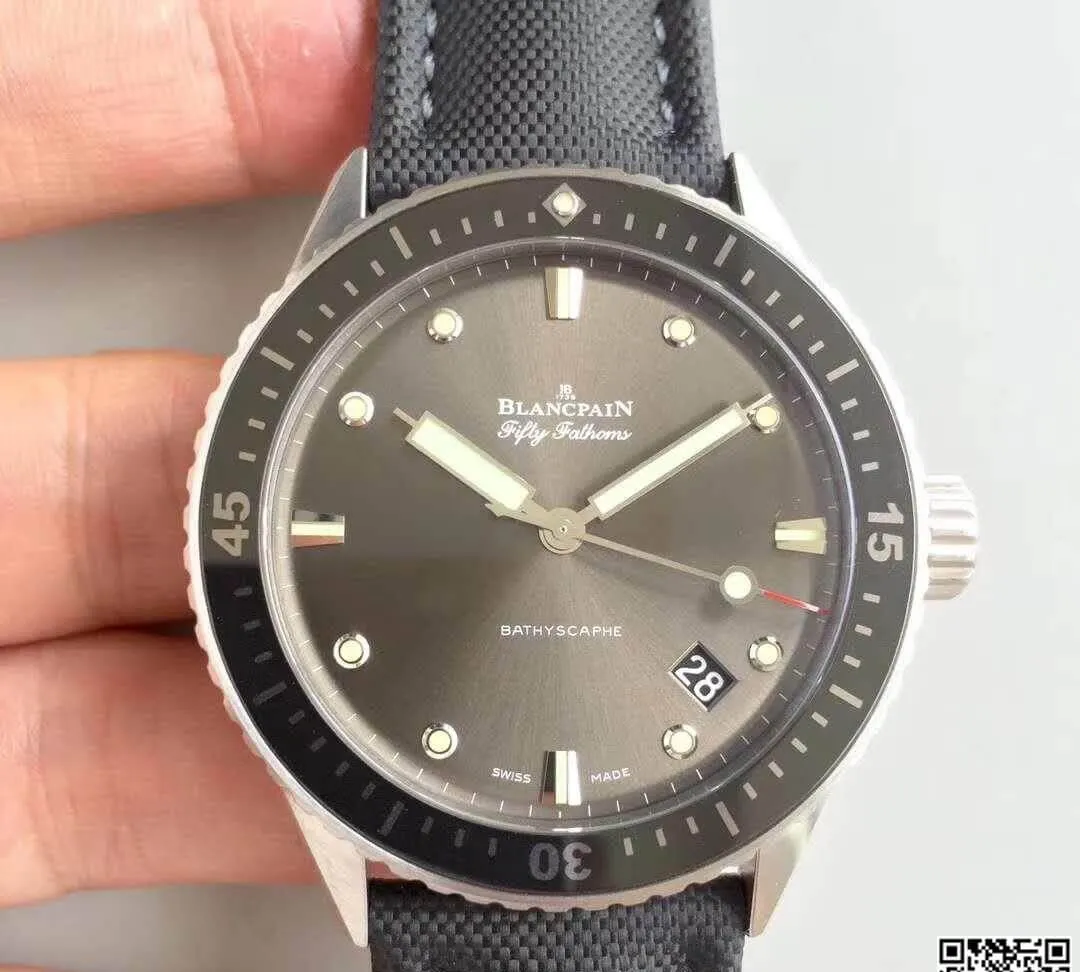 Blancpain Fifty Fathoms Bathyscaphe 5000-1110-B52A ZF Factory 1:1 Best Edition Replica Watch Swiss ETA1315
