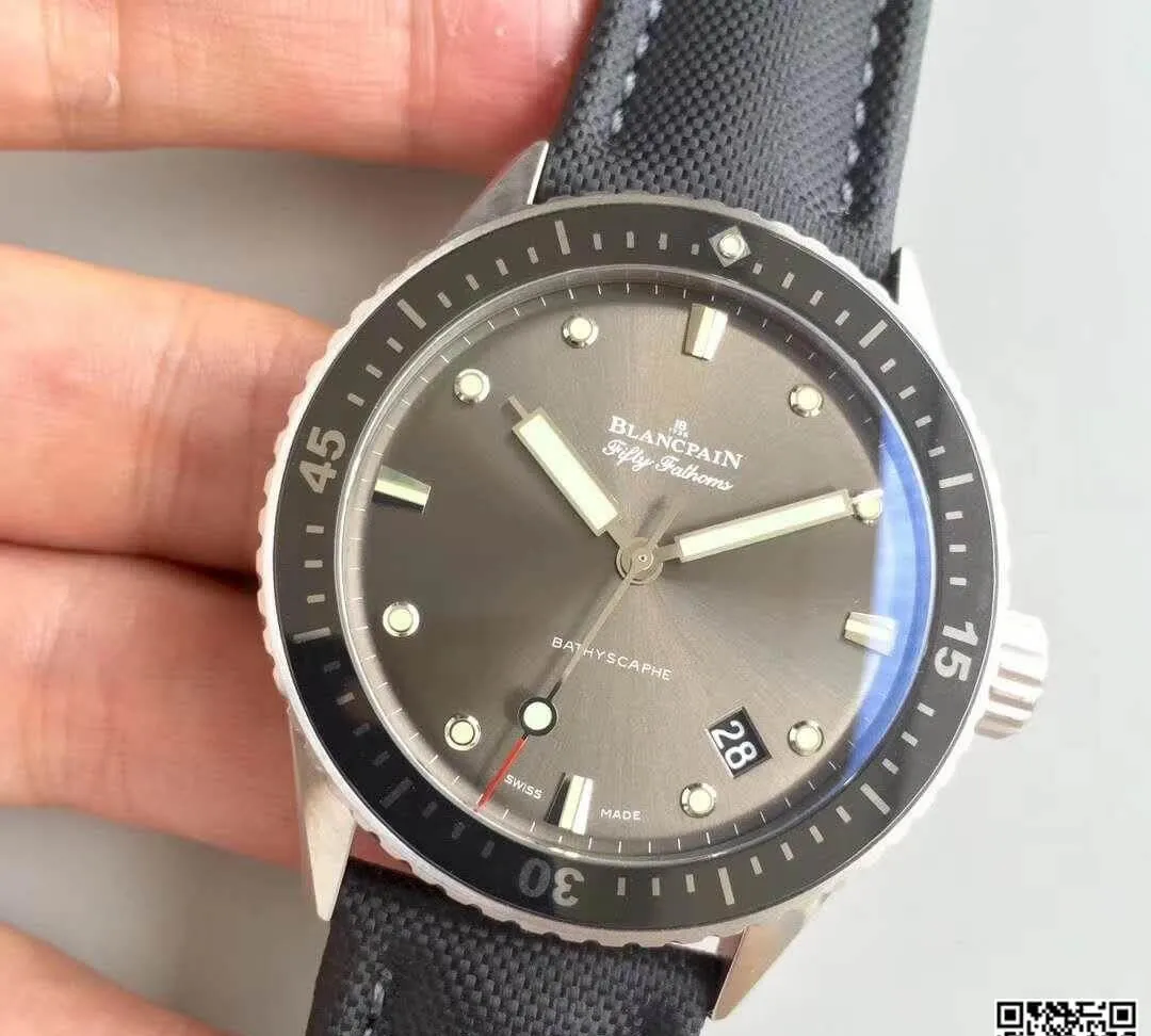 Blancpain Fifty Fathoms Bathyscaphe 5000-1110-B52A ZF Factory 1:1 Best Edition Replica Watch Swiss ETA1315