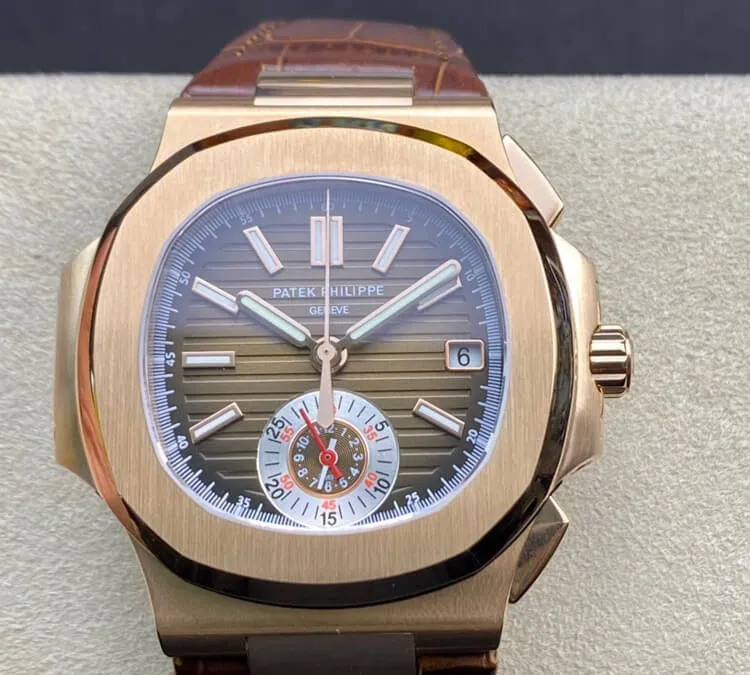 Patek Philippe Nautilus 5980R-001 3K Factory 1:1 Best Edition Replica Watch V2 Brown Leather Dial