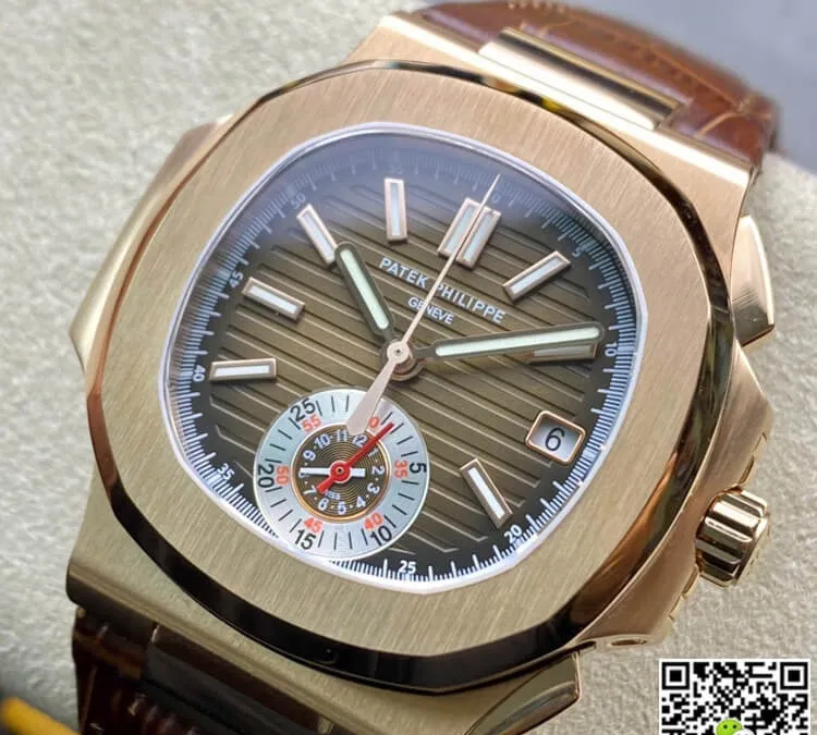 Patek Philippe Nautilus 5980R-001 3K Factory 1:1 Best Edition Replica Watch V2 Brown Leather Dial