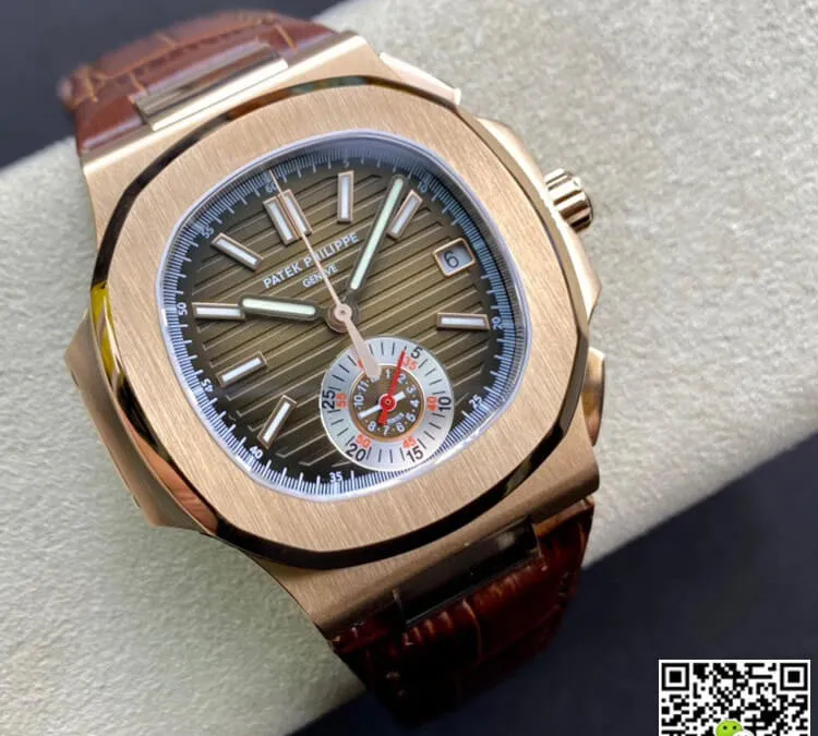 Patek Philippe Nautilus 5980R-001 3K Factory 1:1 Best Edition Replica Watch V2 Brown Leather Dial