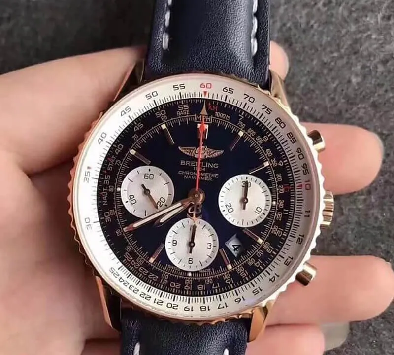 Breitling Navitimer 01 RB012012 JF Factory 1:1 Best Edition Replica Watch Blue Leather Strap