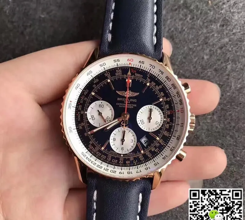 Breitling Navitimer 01 RB012012 JF Factory 1:1 Best Edition Replica Watch Blue Leather Strap