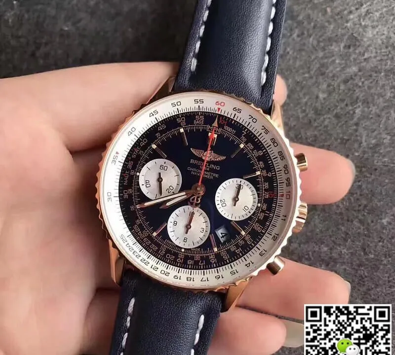 Breitling Navitimer 01 RB012012 JF Factory 1:1 Best Edition Replica Watch Blue Leather Strap