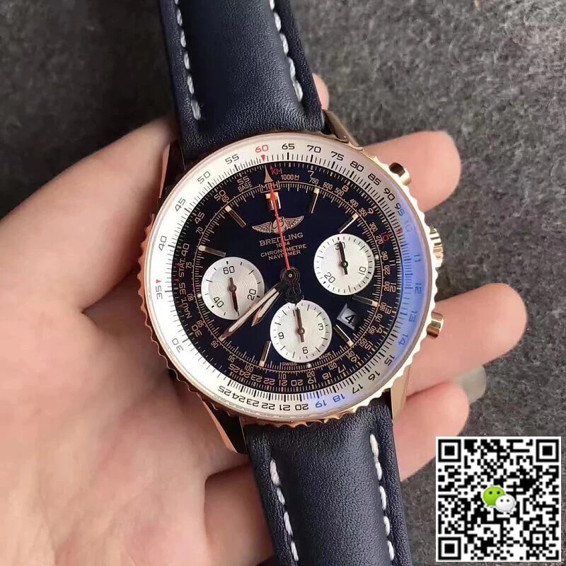 Breitling Navitimer 01 RB012012 JF Factory 1:1 Best Edition Replica Watch Blue Leather Strap