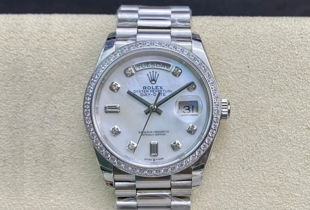 Rolex Day Date 128396TBR-0005 EW Factory 1:1 Best Edition Replica Watch Diamond-set Dial