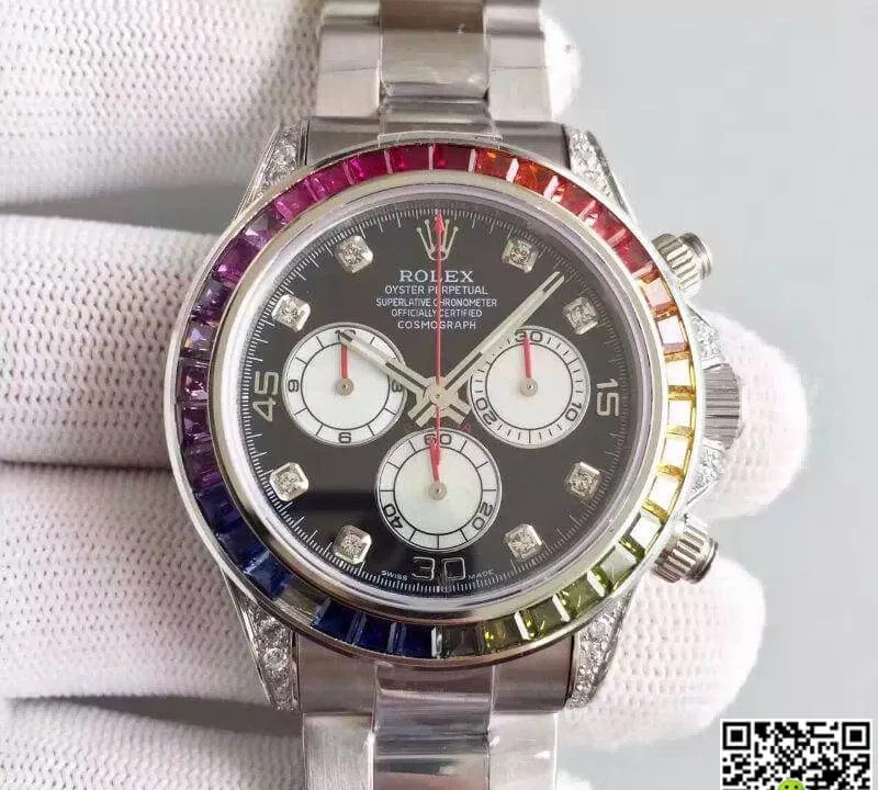 Rolex Daytona Cosmograph Rainbow 116595RBOW BL Factory 1:1 Best Edition Replica Watch Swiss ETA4130 Black Dial