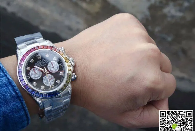 Rolex Daytona Cosmograph Rainbow 116595RBOW BL Factory 1:1 Best Edition Replica Watch Swiss ETA4130 Black Dial