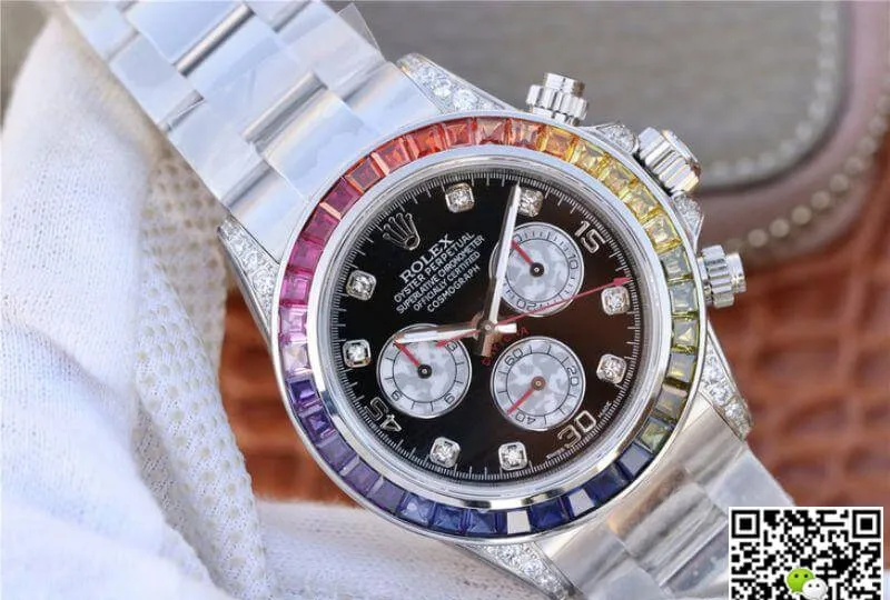 Rolex Daytona Cosmograph Rainbow 116595RBOW BL Factory 1:1 Best Edition Replica Watch Swiss ETA4130 Black Dial