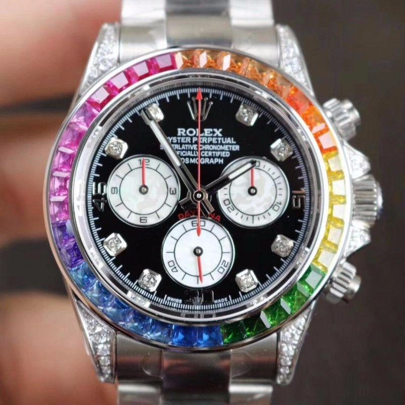 Rolex Daytona Cosmograph Rainbow 116595RBOW BL Factory 1:1 Best Edition Replica Watch Swiss ETA4130 Black Dial