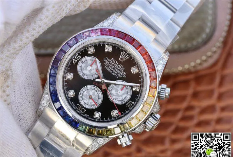 Rolex Daytona Cosmograph Rainbow 116595RBOW BL Factory 1:1 Best Edition Replica Watch Swiss ETA4130 Black Dial