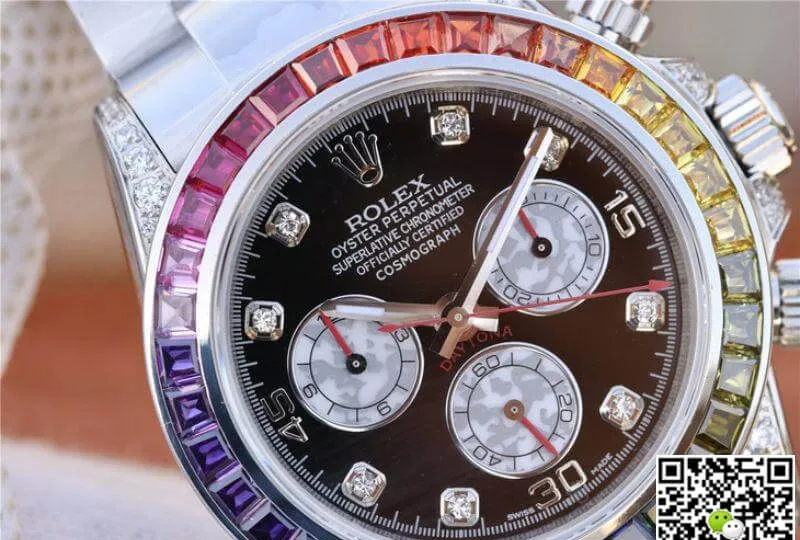 Rolex Daytona Cosmograph Rainbow 116595RBOW BL Factory 1:1 Best Edition Replica Watch Swiss ETA4130 Black Dial