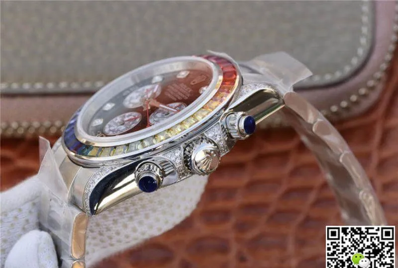 Rolex Daytona Cosmograph Rainbow 116595RBOW BL Factory 1:1 Best Edition Replica Watch Swiss ETA4130 Black Dial
